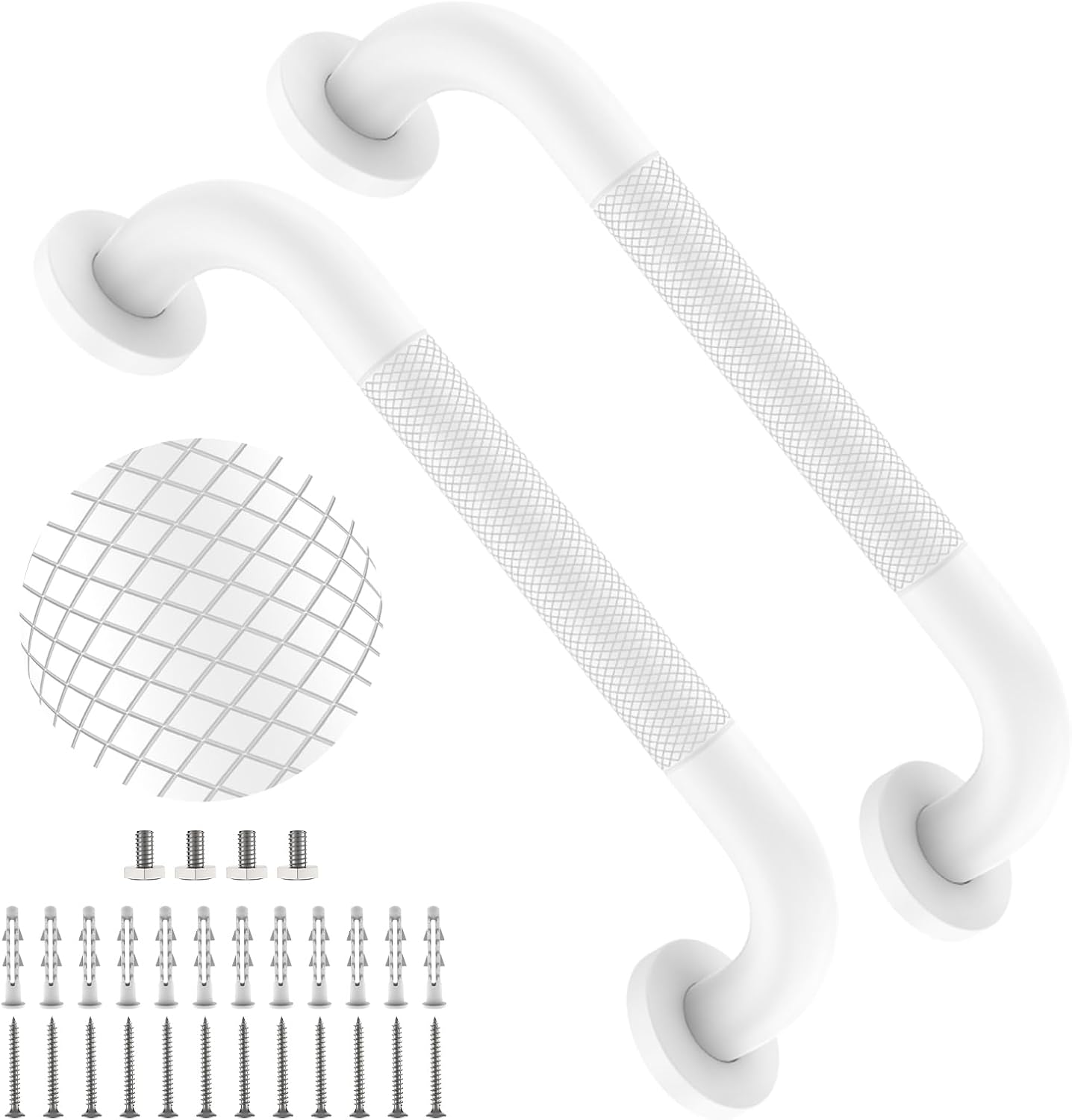 40 Inch Brushed Nickel Shower Grab Bar Anti-Slip Knurled Grip,Safety Handle | YuanDe 1.25" Diameter Stainless Steel Bathroom Grab Bars, Handicap Injury Elderly Senior Assist Support Shower Handle-2Packs