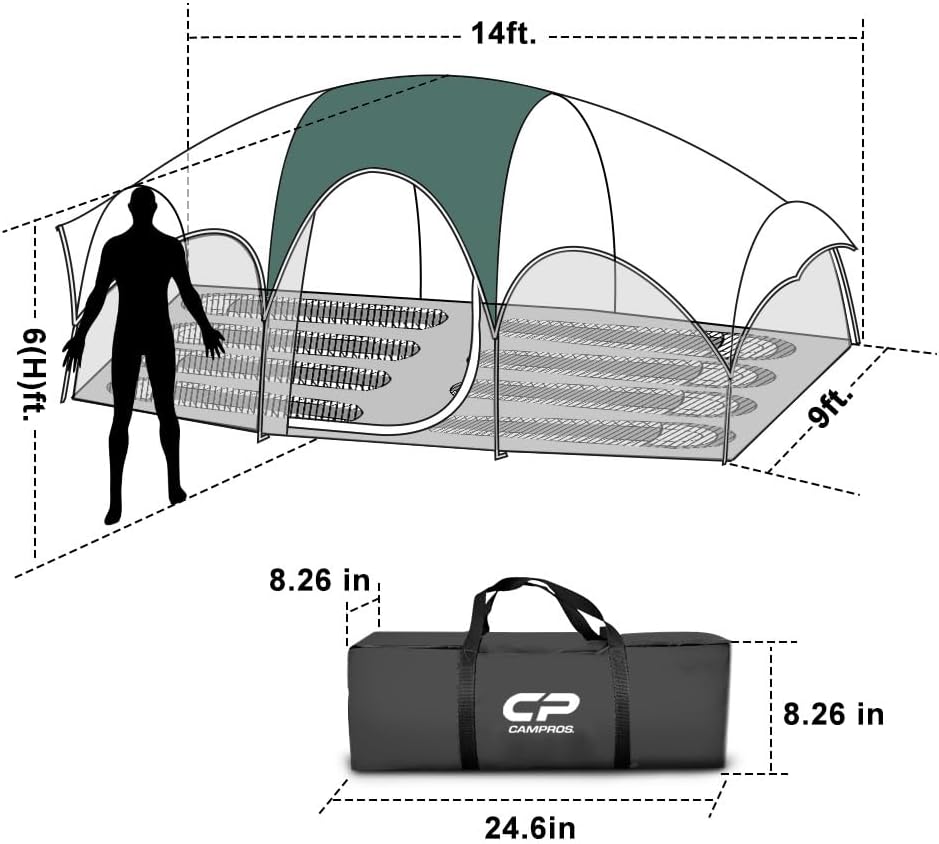 CAMPROS CP 8 Person Camping Tent, Room Divider, Rainfly, Weather Resistant
