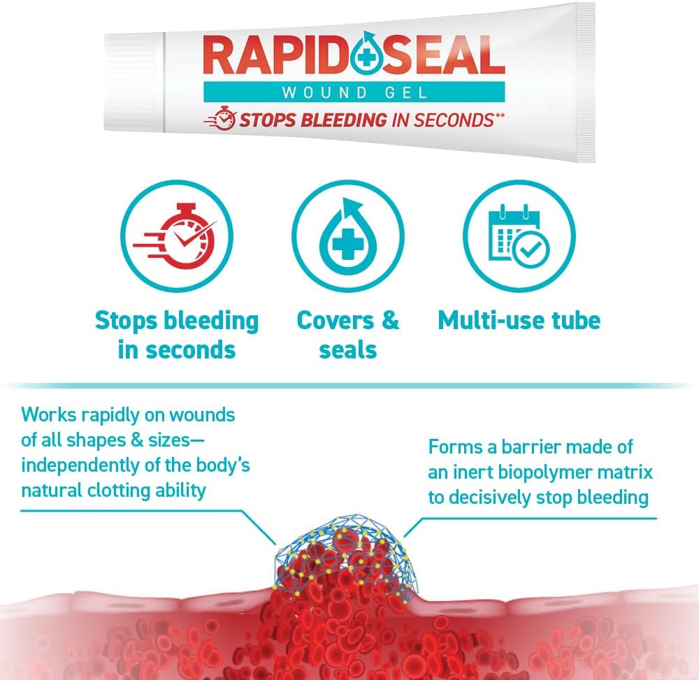 Rapid-Seal Hemostatic Wound Gel, 2 Tube, Stops Bleeding in Seconds