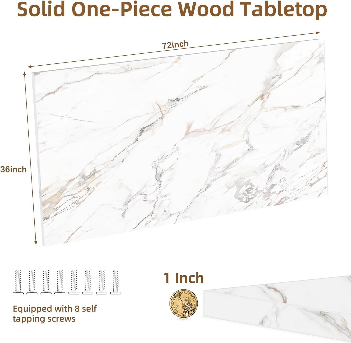 Rectangular Wood Table Top, 71x32x1 in Solid One-Piece Workbench Top | Wood Table Top Particle Board For Standing Desk, Home Office DIY Countertop, Washer Dryer, Coffee Bar And Workbench Use