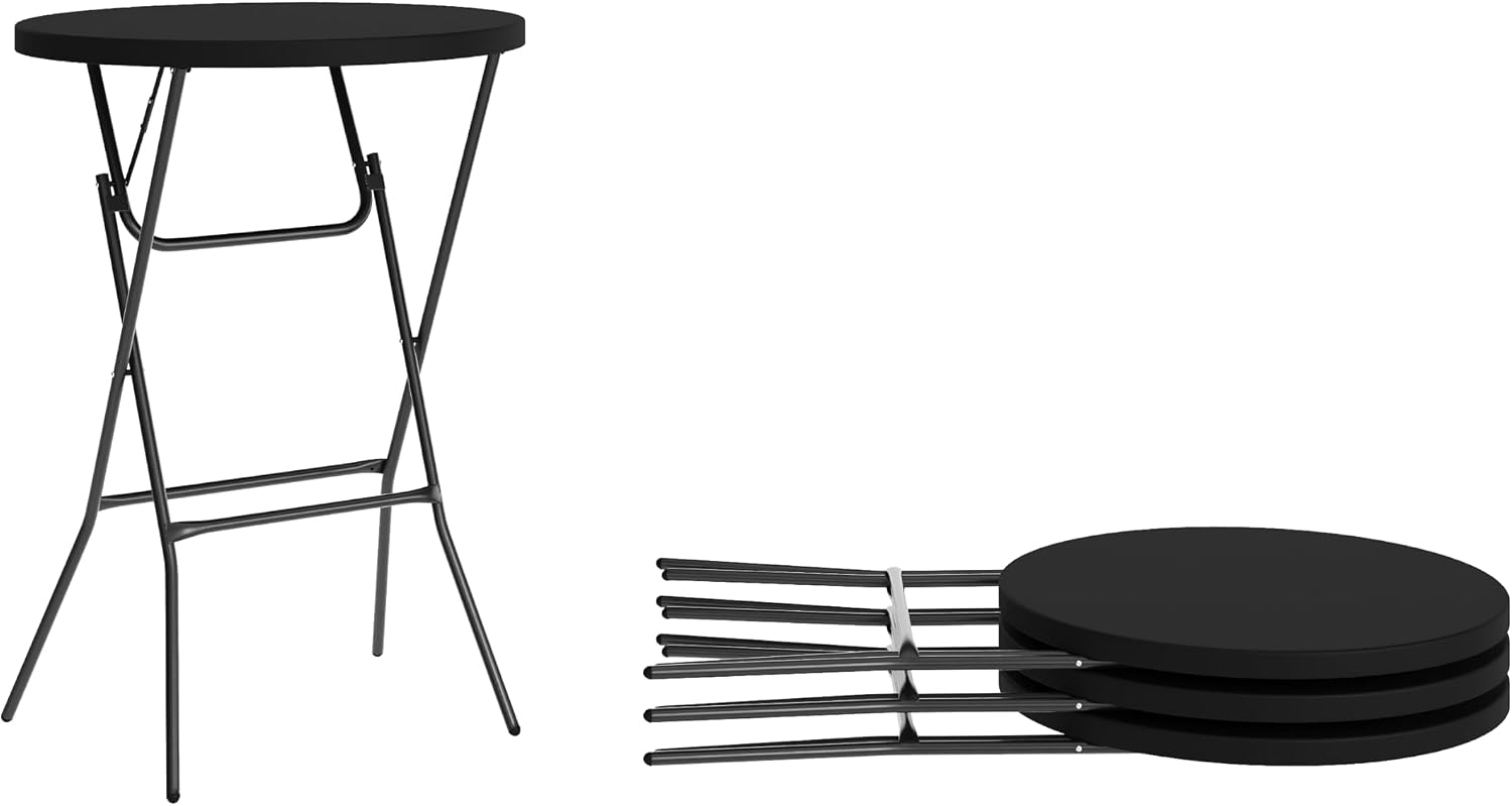 Flash Furniture Elon 32' Round Folding Bar Height Table for Parties and Commercial Events, Indoor/Outdoor Plastic Tall Round Table, White | Lightweight, Easy Storage, Commercial Grade