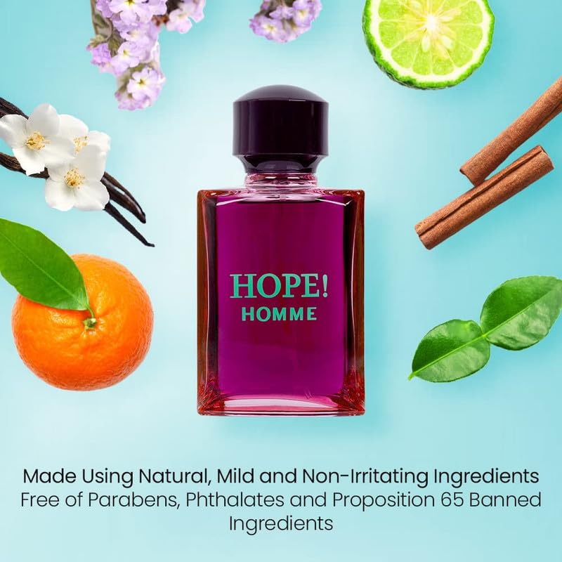 NovoGlow Hope Homme for Men - 100ml Eau De Parfum Spray for Men - Spicy Floral & Intense Fragrance, Warm Scent That Lasts All Day