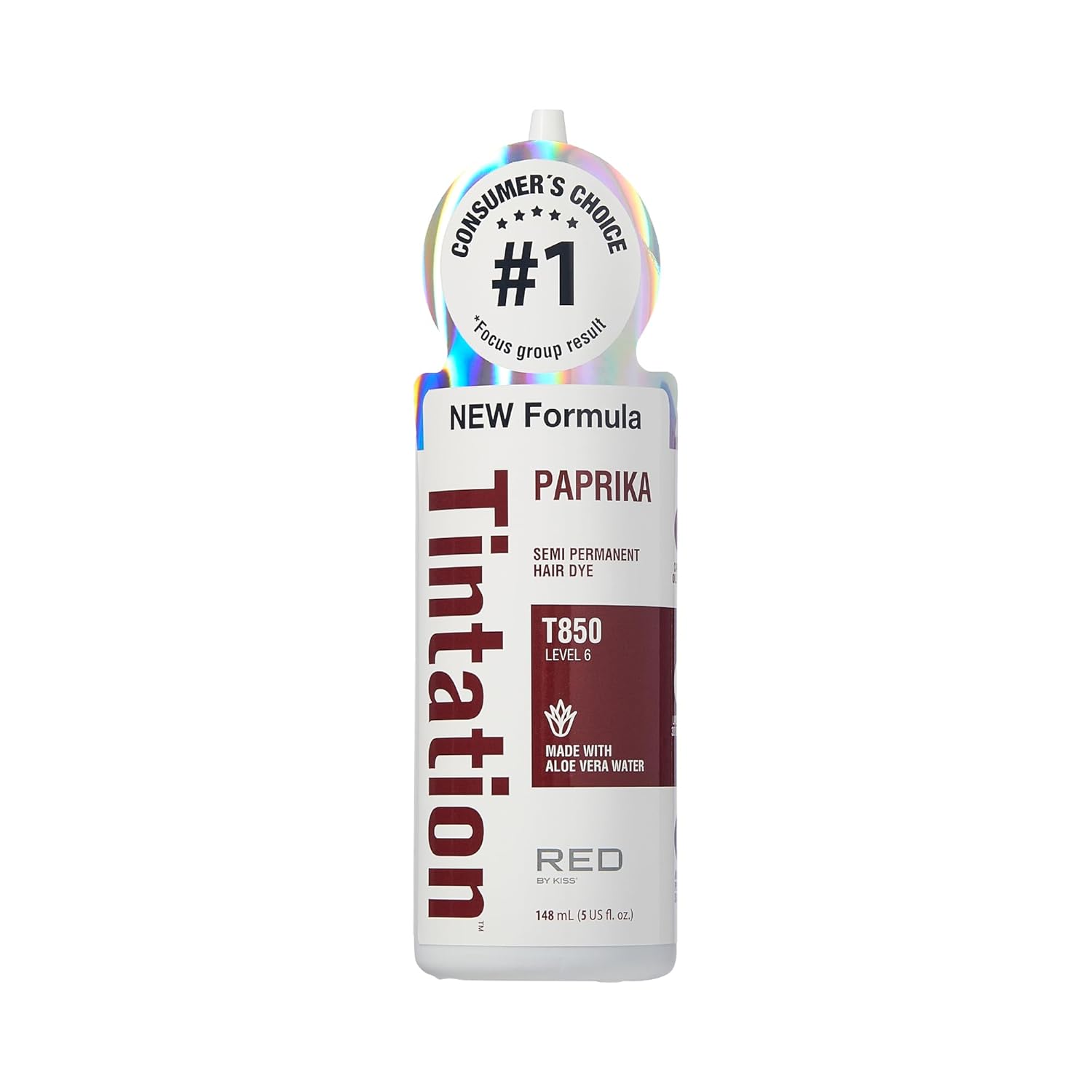 Red by Kiss Tintation Semi-Permanent Hair Color, Aloe Vera Water Based, Argan Oil, Olive Oil, Collagen & Keratin, Long-Lasting Color Dye (Honey Brown, 5 Fl Oz)
