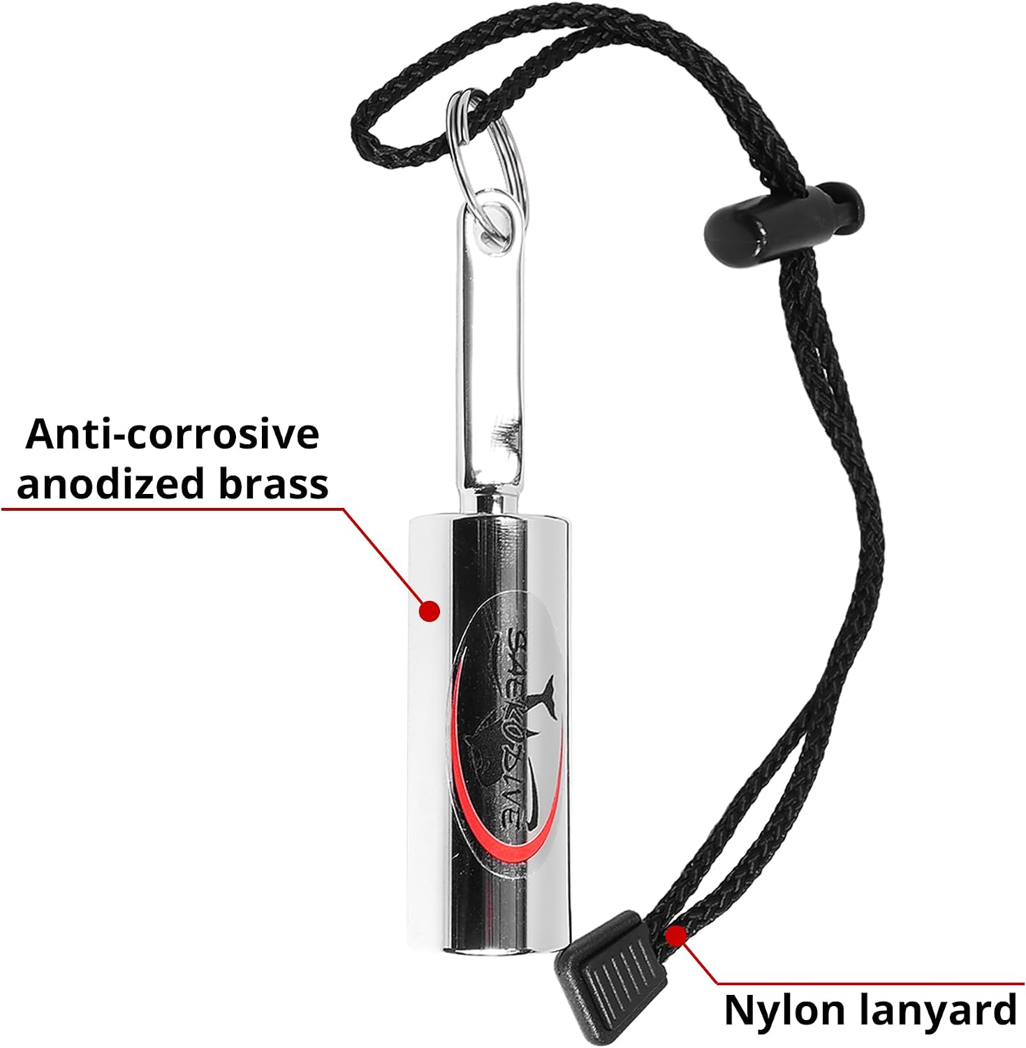 Diving Shaker Rattle Stick - 3.9" Anodized Brass with Nylon Lanyard - Scuba Noice Maker, Underwater Shaker, Signal Communication Device