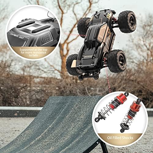 HYPER GO H16BM 1/16 RTR Brushless High Speed Electric 4X4 Off-Road Fast RC Car, Max 42mph, RC Truck, Remote Control, 2 Lipo Batteries for Adult