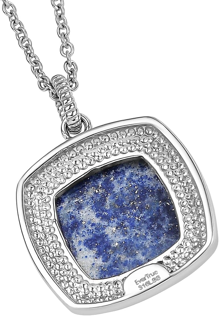 Lapis Lazuli 10.60 ctw Pendant Necklace in Stainless Steel 20 Inches