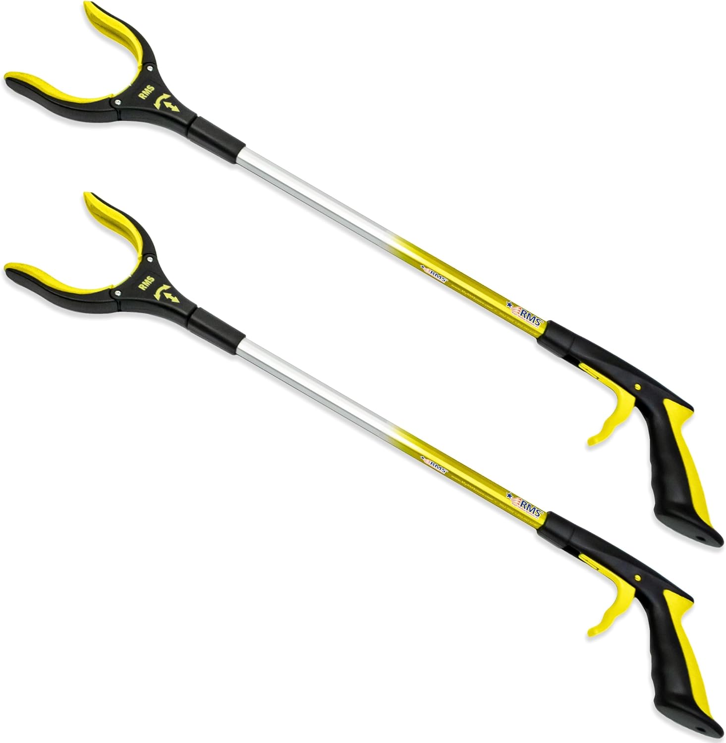 RMS 2-Pack 32 Inch Extra Long Grabbers Reachers with Rotating Jaw (Blue) | Mobility Aid Reaching Tool to retrieve household items from floors, shelves, vehicles and tight spaces