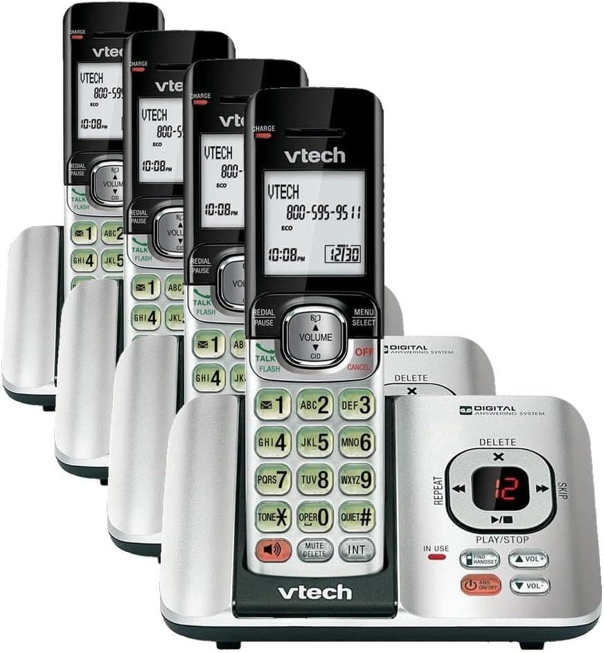VTech CS6719-2 2-Handset Cordless Phone with Caller ID/Call Waiting, Handset Intercom & Backlit Display/Keypad, Silver