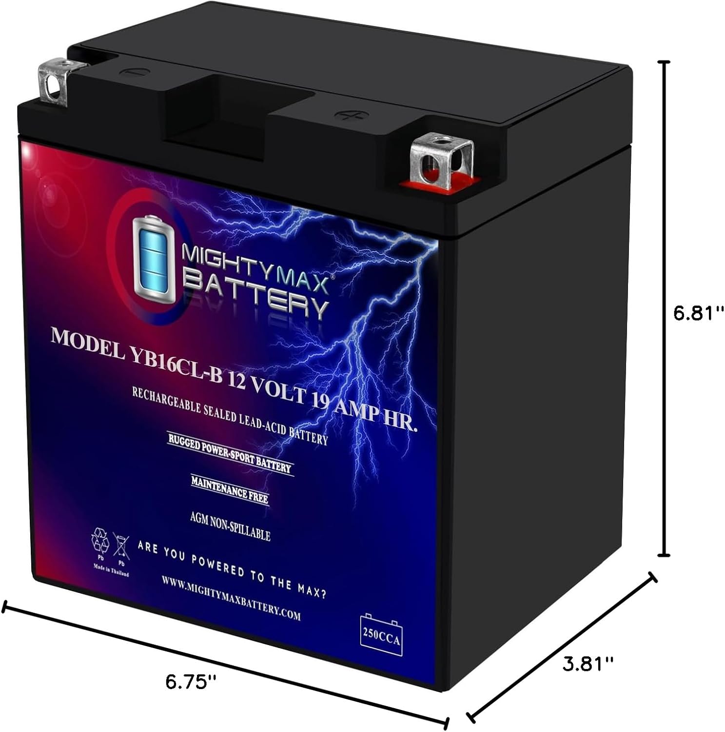 Mighty Max Battery YB14L-A2 -12 Volt 12 AH, 210 CCA, Rechargeable Maintenance Free SLA AGM Motorcycle Battery