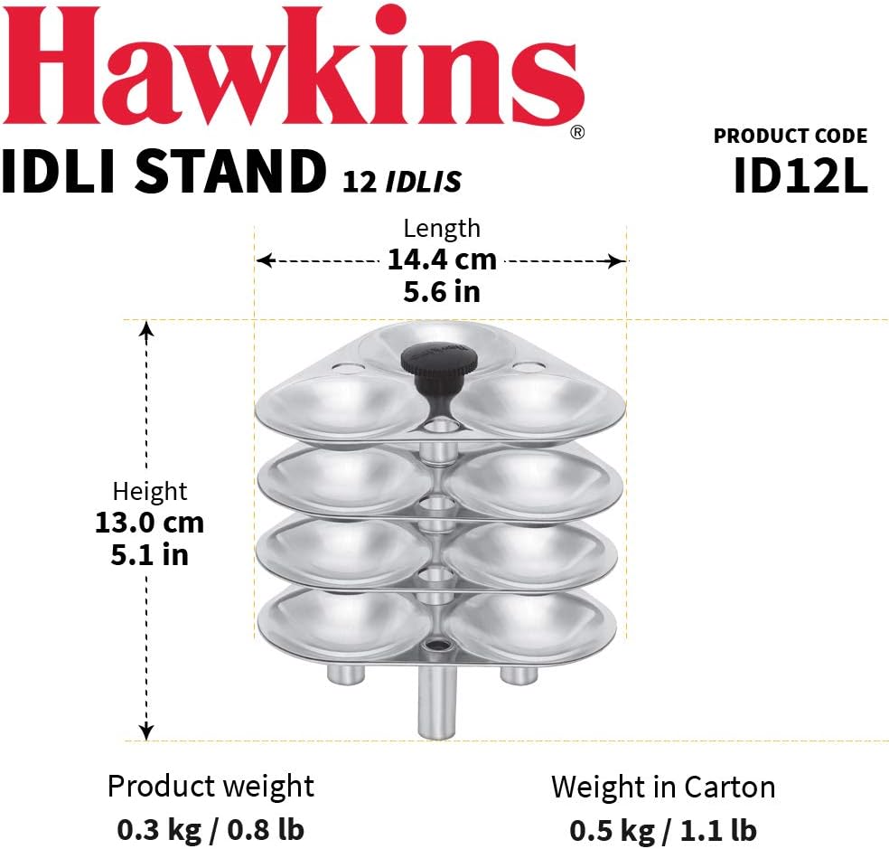 Hawkins Idli Stand for Pressure Cooker, 5-Liter, Small, Metallic