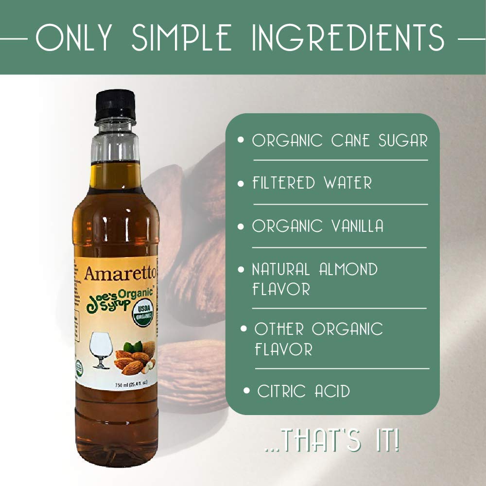 Joe’s Syrup Organic Flavored Syrup, Organic Strawberry, 750 ml | Vegan, gluten-free, Non-GMO, no HFCS; for cocktails & desserts