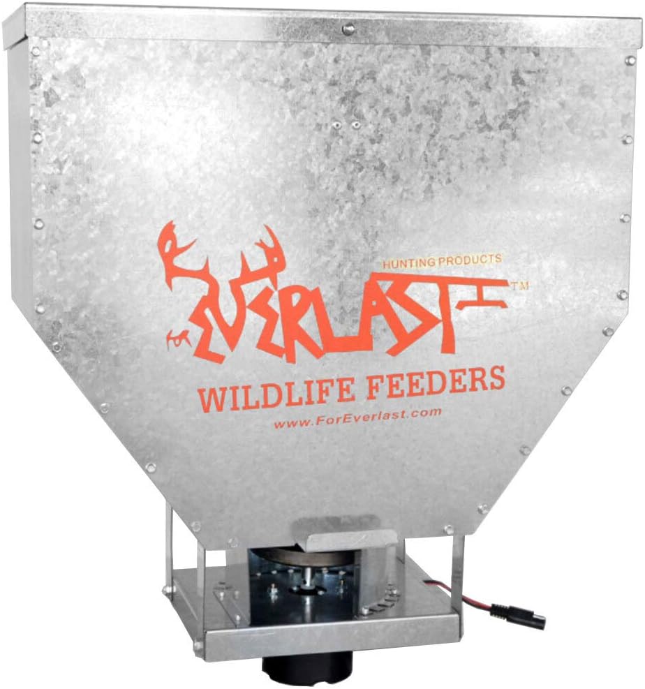 Wildlife Road Feeder,Galvanized Steel,100-pound- Deer Feeder to Feed Game Deer Corn, ATV Or Truck Spreader