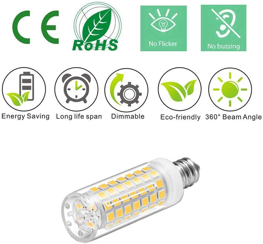 E12 LED Bulb Dimmable 7W Equivalent to 60W Halogen Bulb, Warm White 3000K T6 C7 E12 Candelabra Bulb 60 Watt for Ceiling Fan, Chandelier Lighting, AC120V Kx-2000 Bulbrite Replacement (6 Pack)