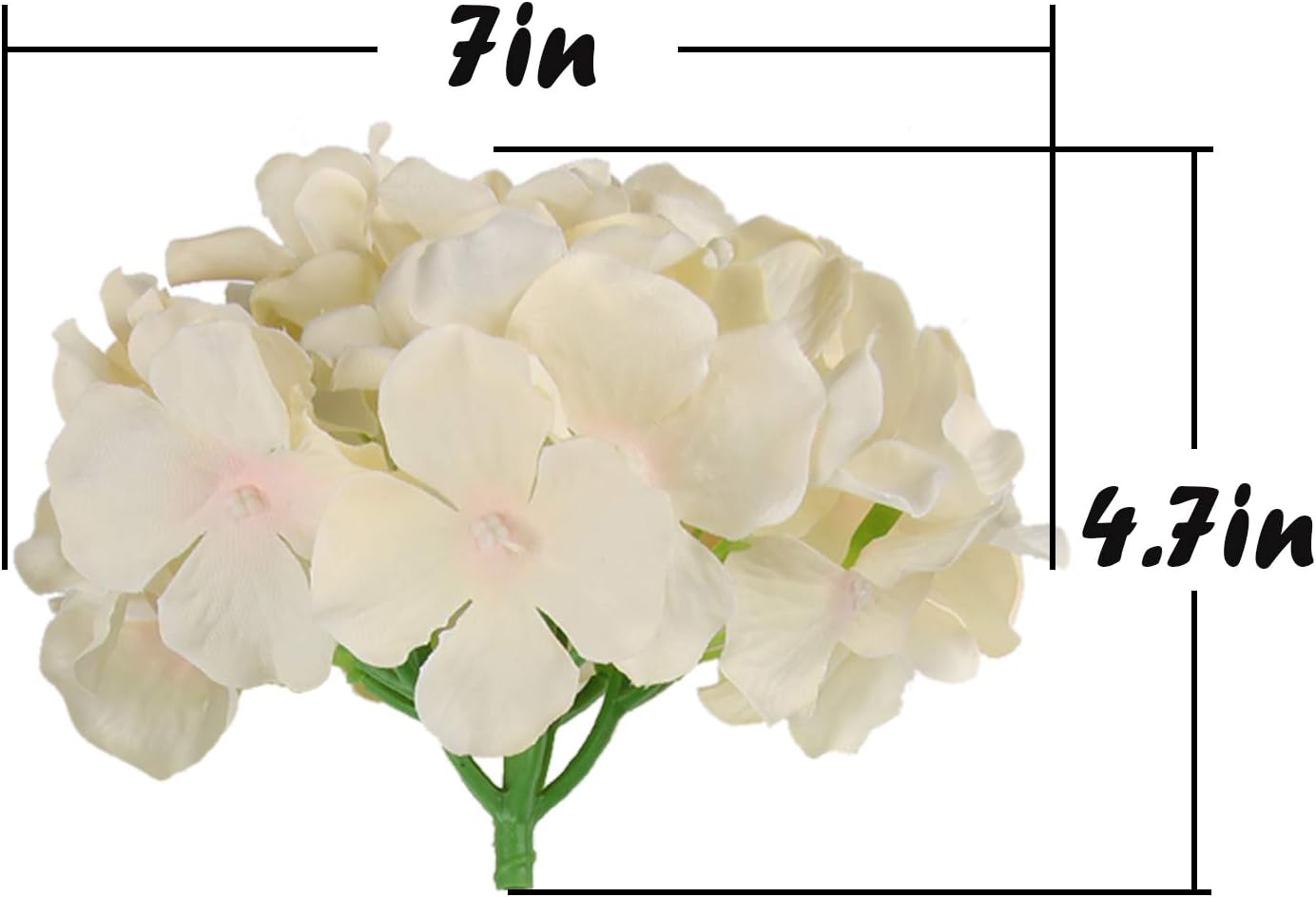 Silk Hydrangea Heads Artificial Flowers Heads with Stems for Home Wedding Decor,Pack of 10 (White)
