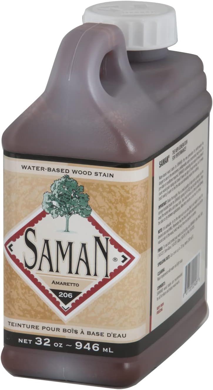SamaN Interior Water Based Wood Stain - Natural Stain for Furniture, Moldings, Wood Paneling, Cabinets (Antique Walnut TEW-212-12, 12 oz)