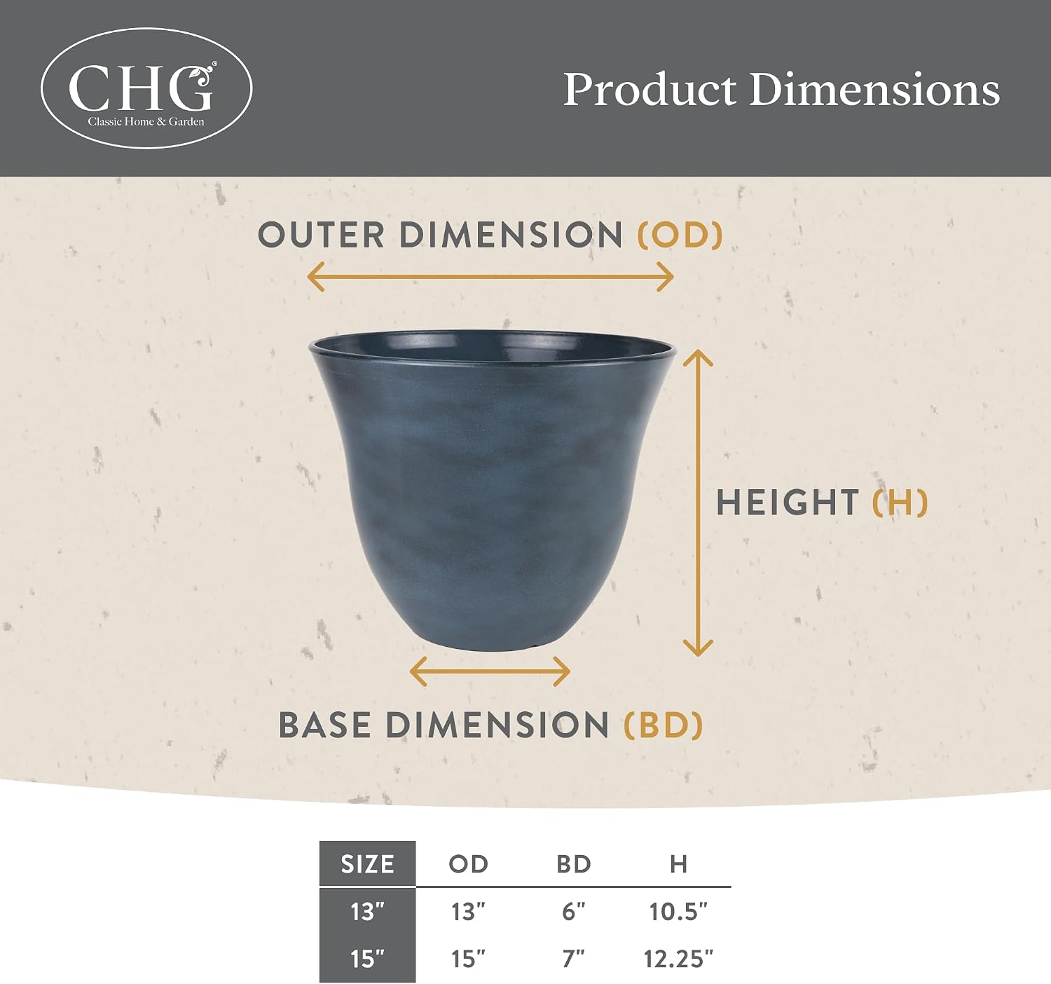 15" Honeysuckle Planter in Grained Beige