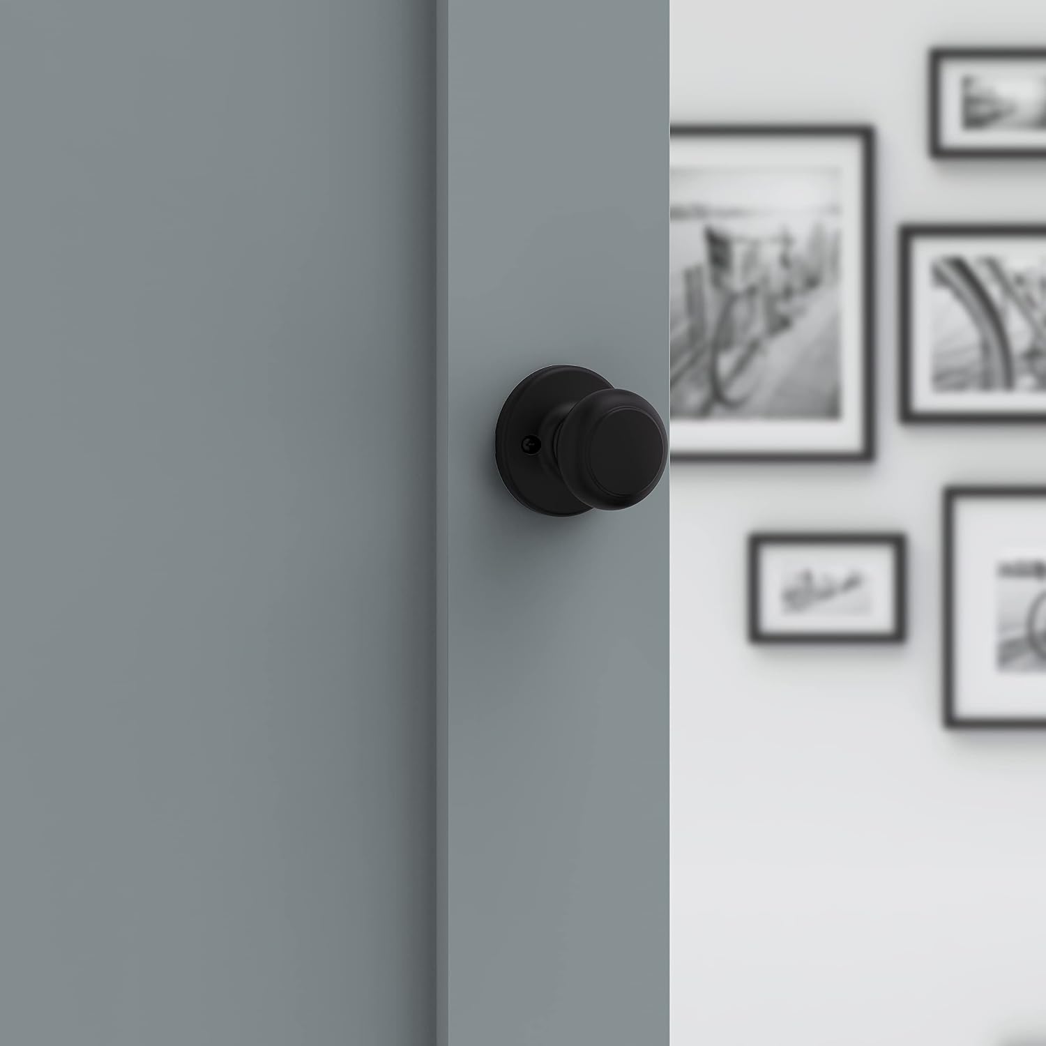 Kwikset Cove Interior Privacy Door Knob with Lock, Door Handle For Bathroom and Bedroom, Satin Nickel Keyless Turn Lock Doorknob, with Microban Protection