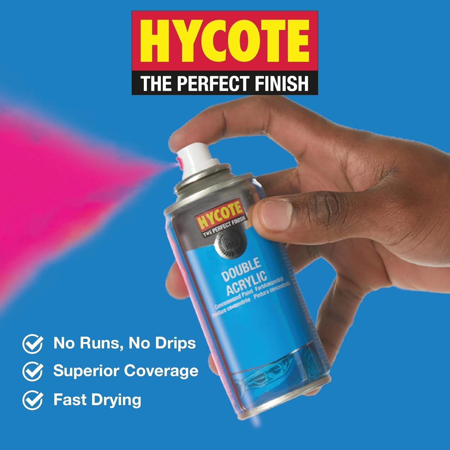 Hycote Black Spray Paint, Satin Black, 13.5 Oz - Fast Drying, UV & Weather Resistant, Acrylic Formula for Superior Protection – For Automotive & DIY Use, 400ml