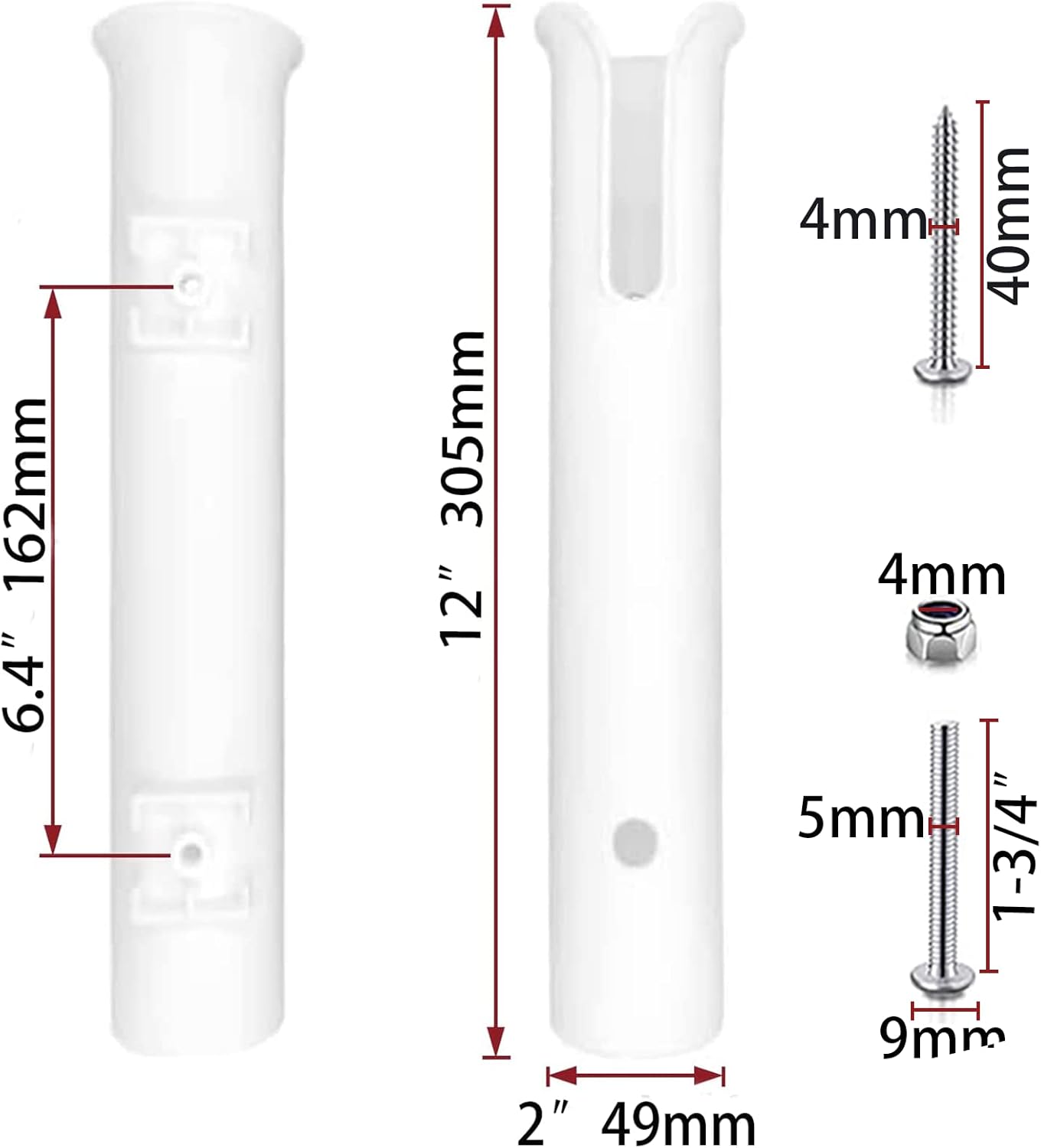 ISURE MARINE Fishing Rod Holder Bracket Wall Mounted Boat Side Mount Tool Holder Tube Links with Screws 2/3/4/6 Pole Tube (White/Black)