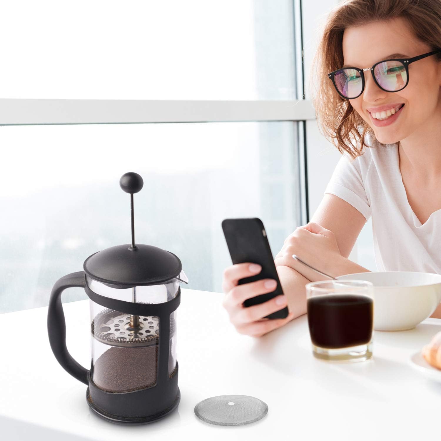 Boao 3 Packs French Press Replacement Cafetiere Filter Mesh Screen