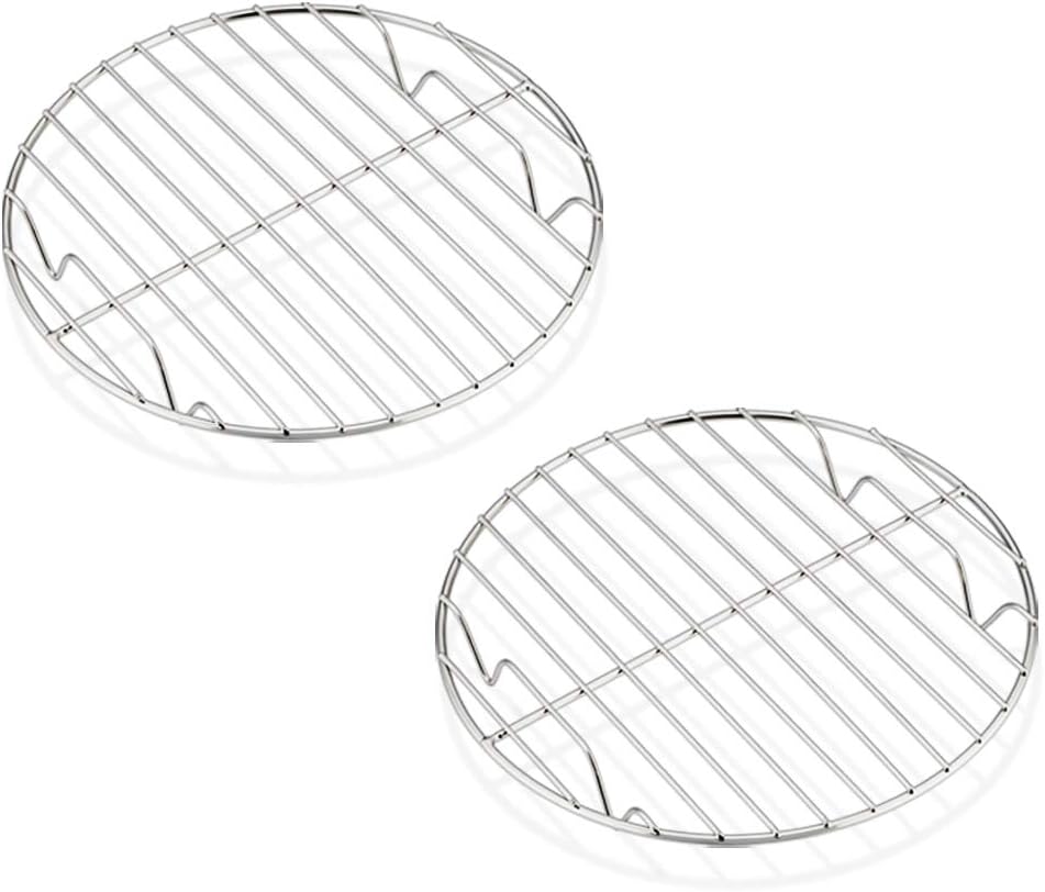 E-far Round Cooking Racks - Size 7½” & 9” & 10½” - Stainless Steel Round Steaming Baking Cooling Rack Set of 3, Multi-Purpose for Canning Air Fryer Pressure Cooker, Dishwasher Safe