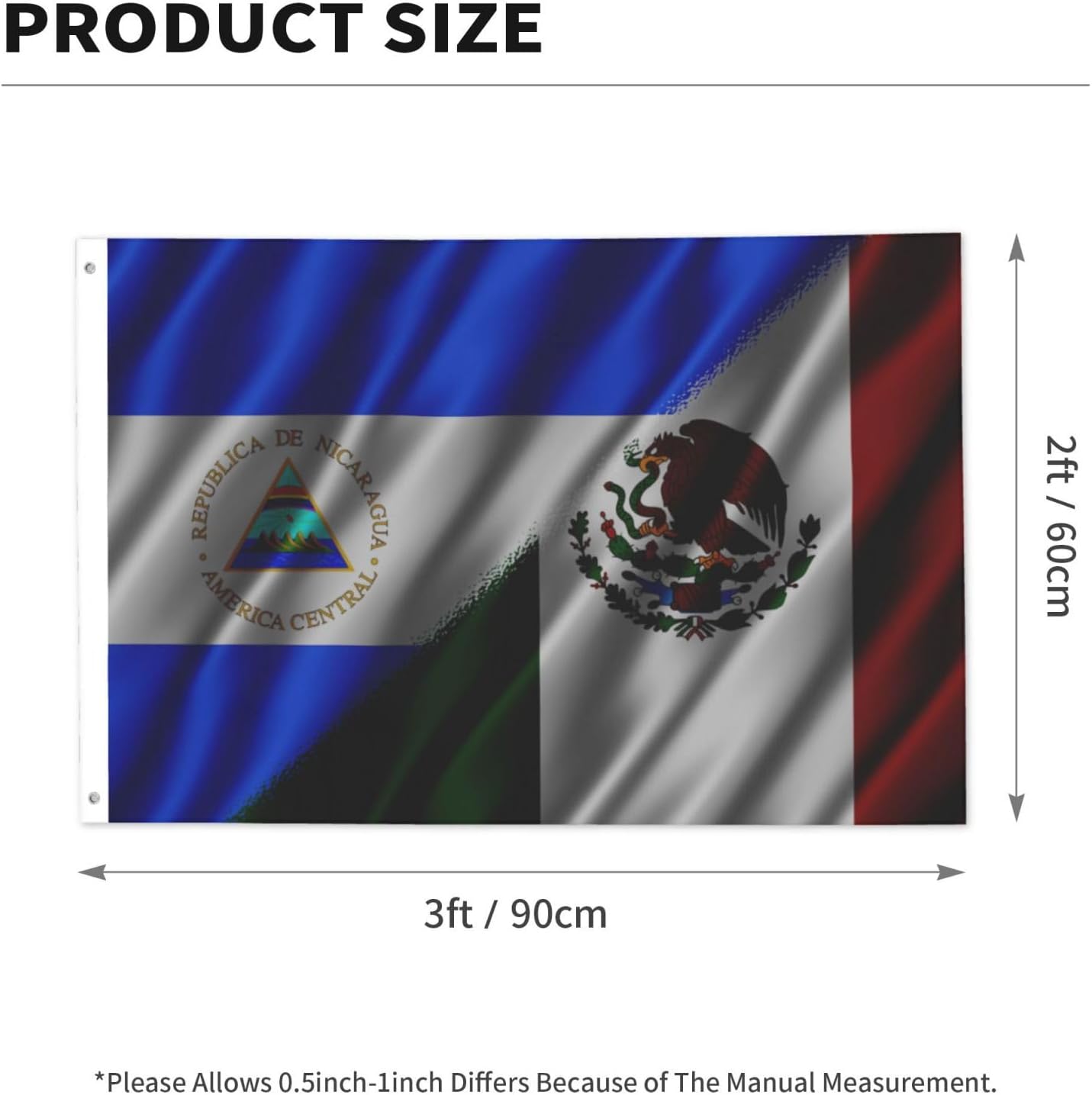 Nicaraguan Nicaragua And American Usa Flag 2x3 Ft Flags Double-Sided Printing Outdoor Indoor Decoration Country Flag 2x3 Foot Polyester Banner