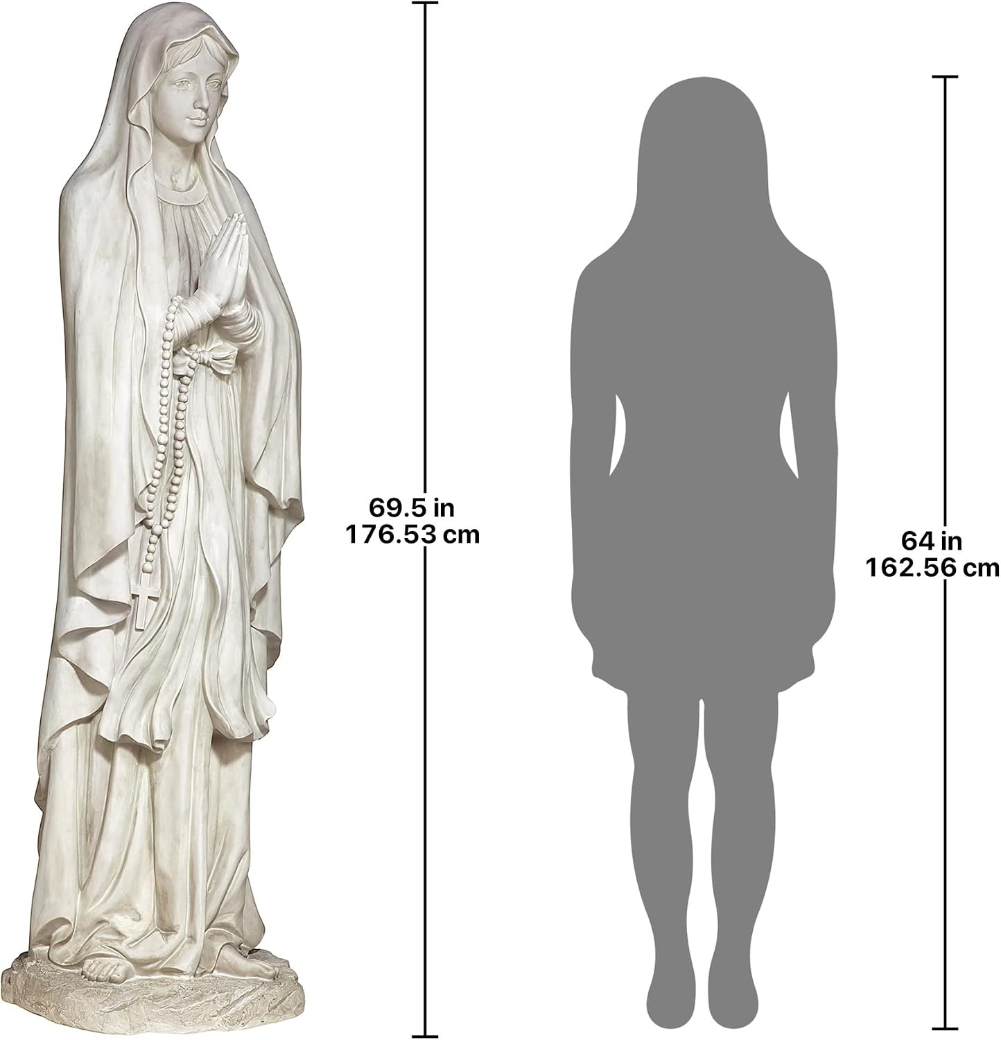 Design Toscano KY1314 Life Size Blessed Virgin Mary Statue,antique stone