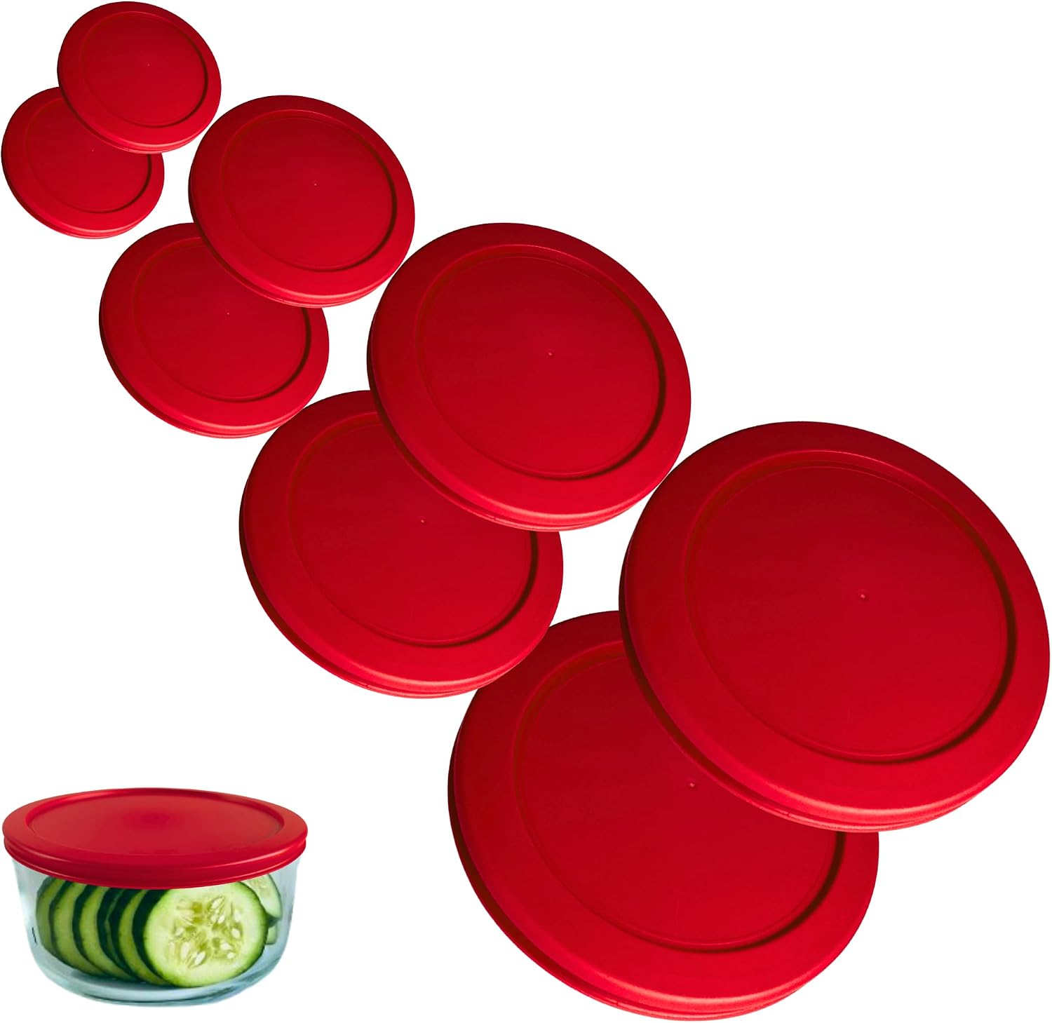 1, 2, 4 & 7 Cup Green, Orange, Blue, Red Replacement Lids/Covers for Pyrex