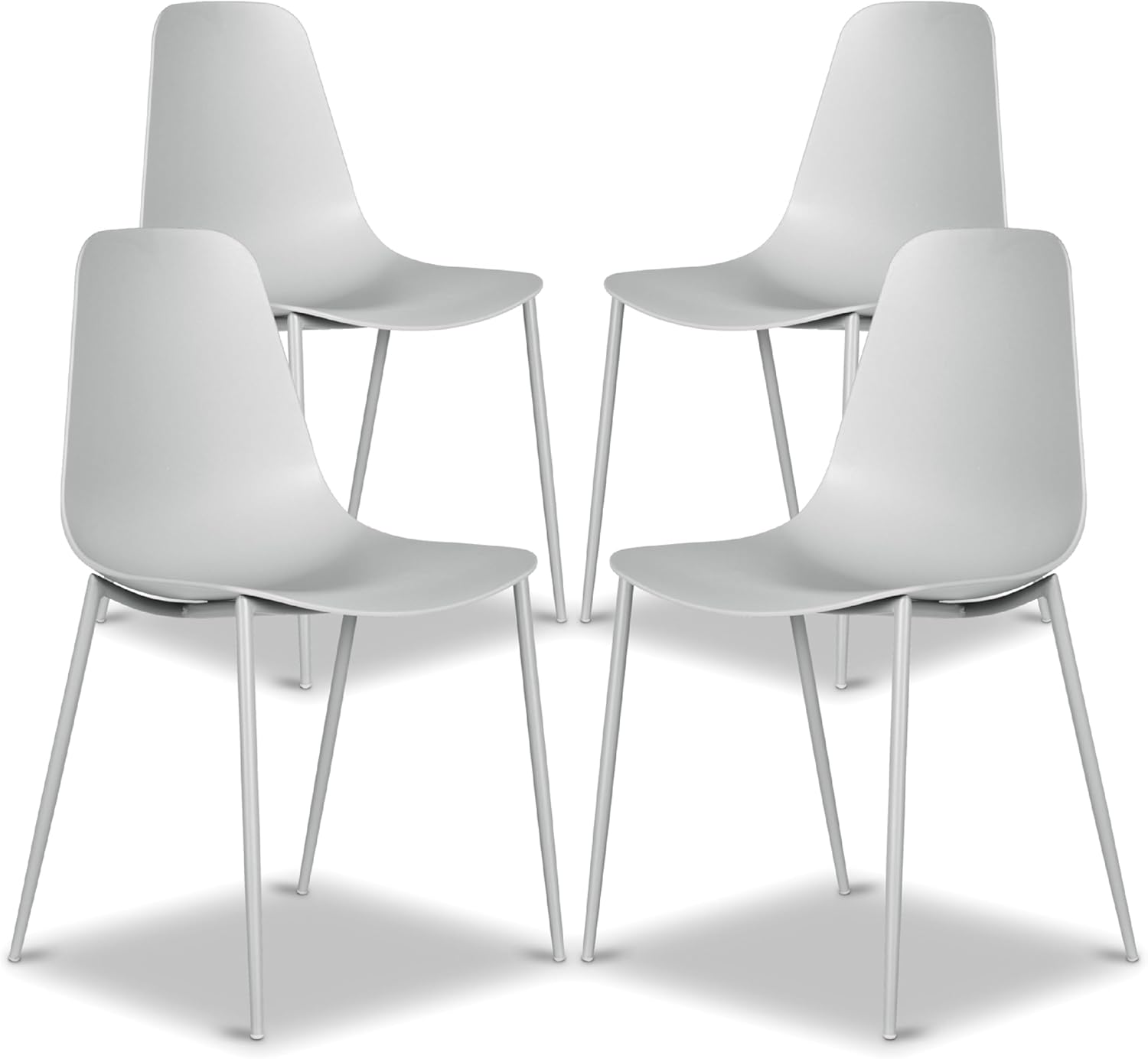 Poly & BARK Isla Modern Kitchen Chairs Set of 4 - Plastic Dining Chair with Metal Legs - Quick Assembly Simple Cafe Chairs Plastic for Indoor or