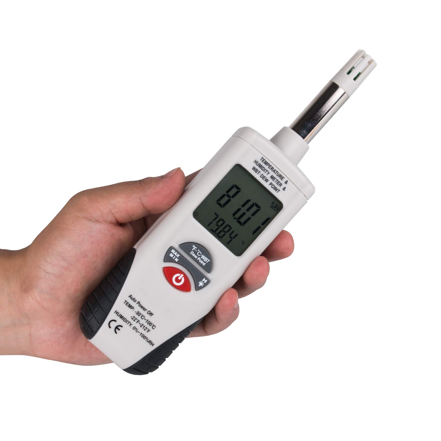 Mengshen Digital Psychrometer Handheld Temperature Humidity Meter Gauge | Backlight, Dew Point, Wet Bulb Temperature, Battery Included