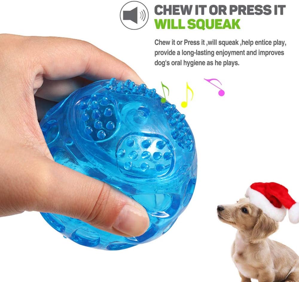 ACEONE Dog Squeaky Ball, Pet Squeak Chew Bouncy Rubber Toy Balls for Small Medium Dogs Indestructible Exercise Training Playing (3 Balls)