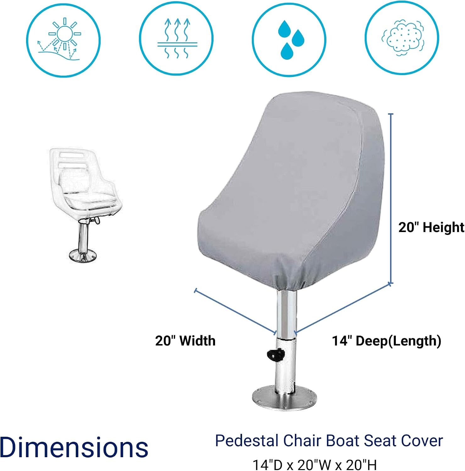 SavvyCraft Waterproof Pontoon Lounge Seat Cover Marine Grade 23"Dx60"Wx30"H