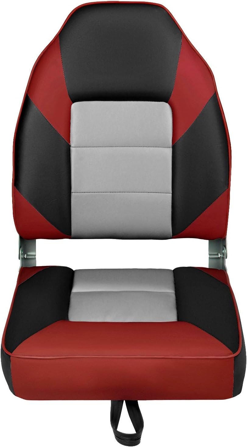 Leader Accessories Low/High Back Folding Fishing Marine Boat Seat 2 Pack