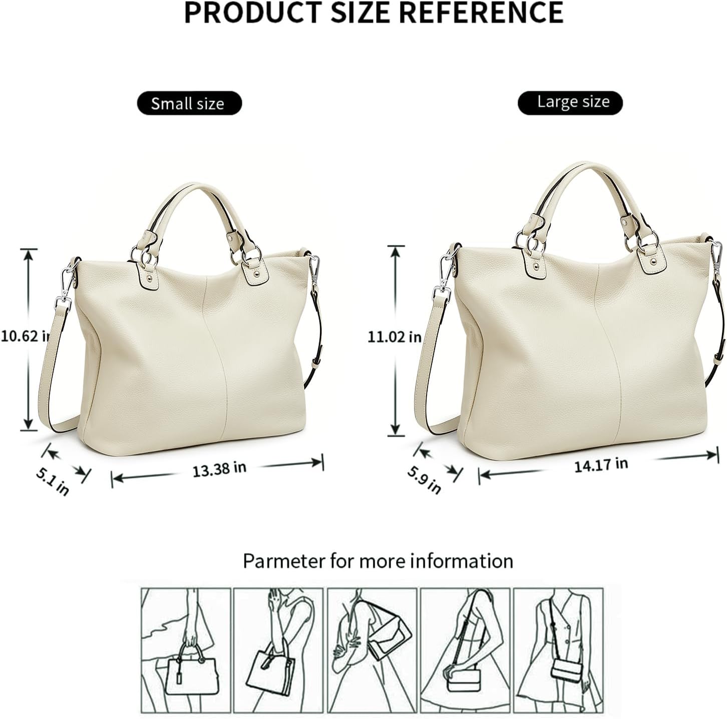 Kattee Genuine Leather Tote Purse for Women, Top Handle Satchel | Soft genuine leather tote with roomy storage and versatile carry for work, shopping, and travel.