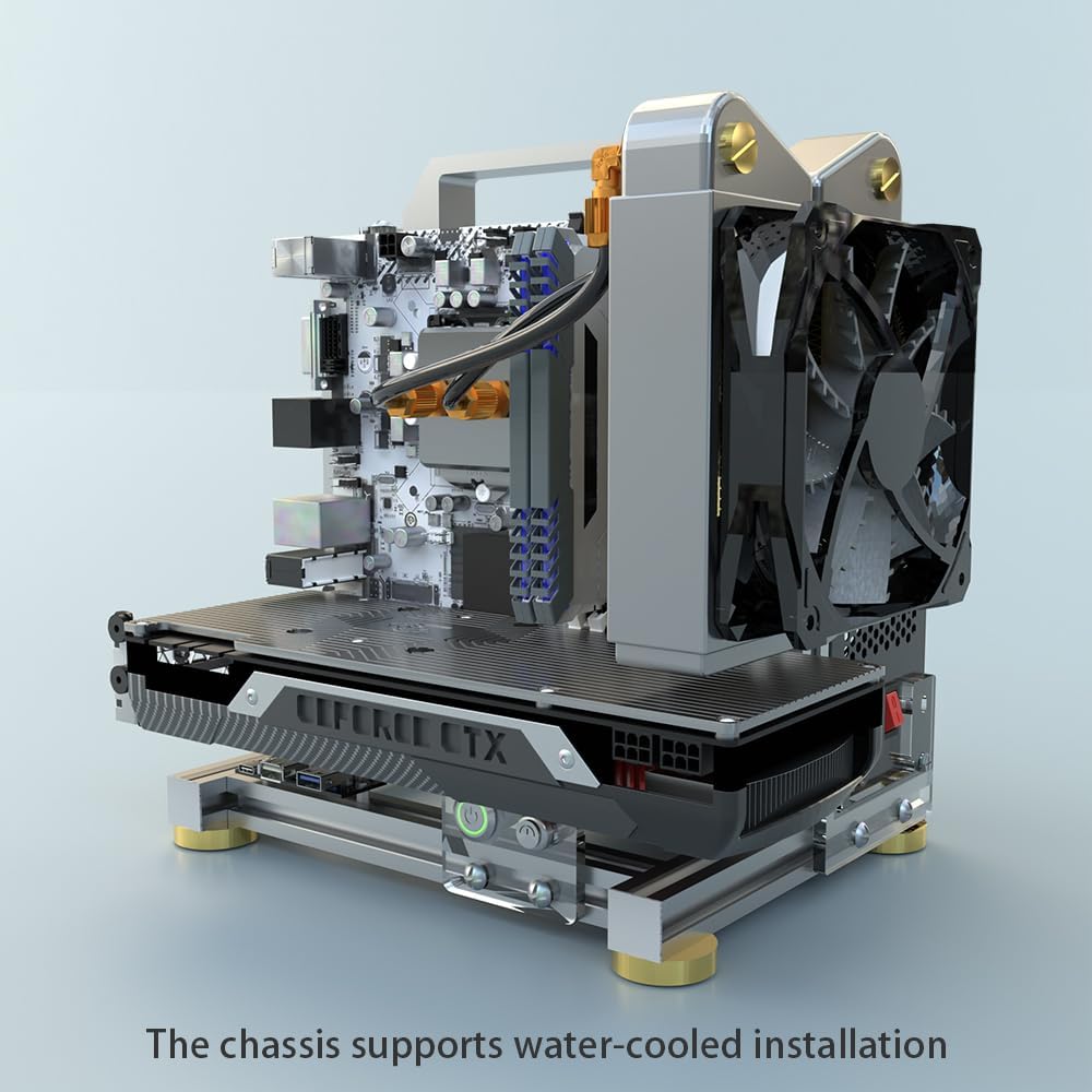 DIY Open Frame PC Chassis, Aluminum Computer Case, Supports ITX Motherboard, Excellent Cooling, Type-C Support