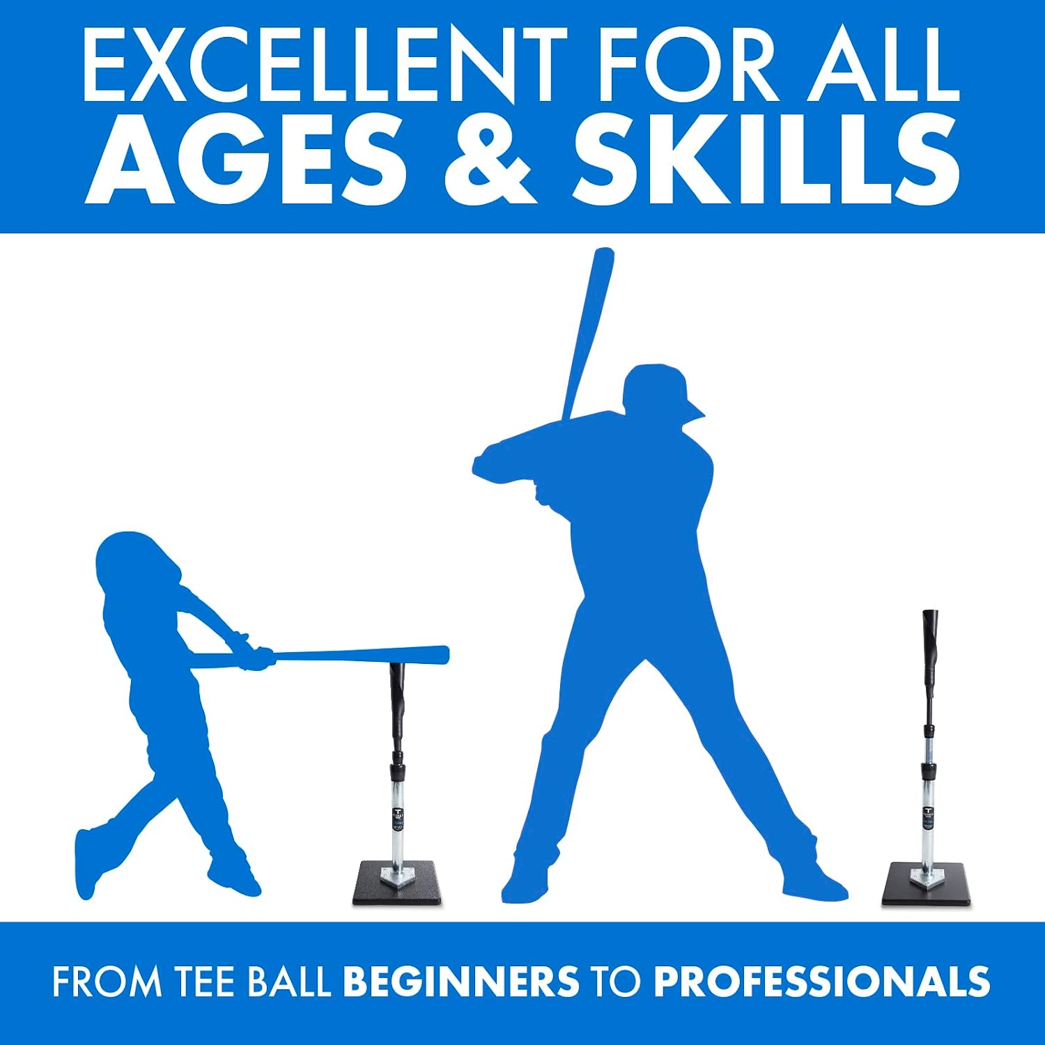 Tanner Tee The Original Batting Tee – Adjustable Pro Hitting Tee for Baseball & Softball, Steel Shaft, Composite Base, Hand-Rolled Rubber Top