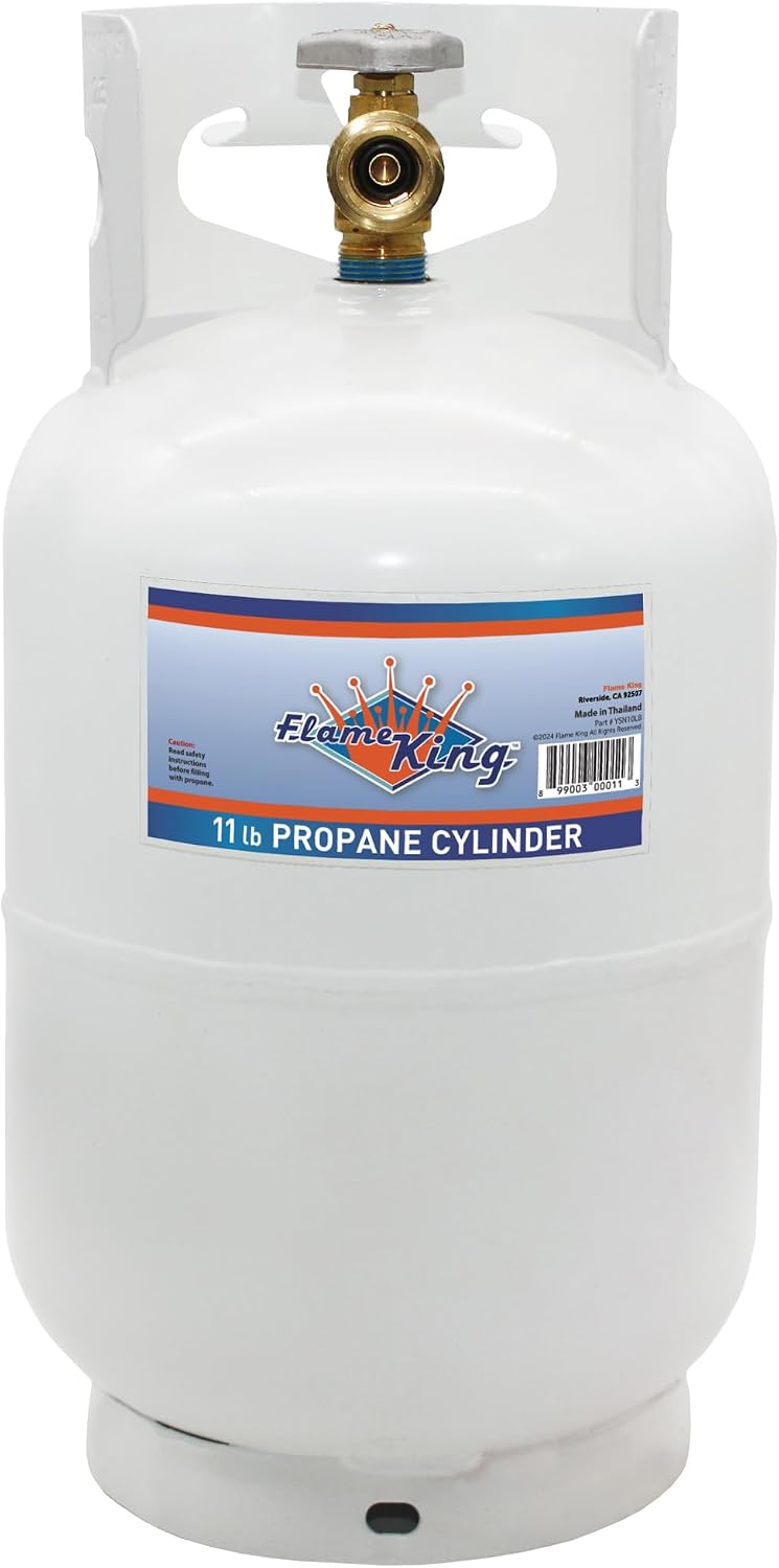Flame King 10LB Steel Propane Tank Cylinder with Type 1 Overflow Protection Device Valve, Great for Camping, Fire Pits, Heaters, Grills, Overlanding