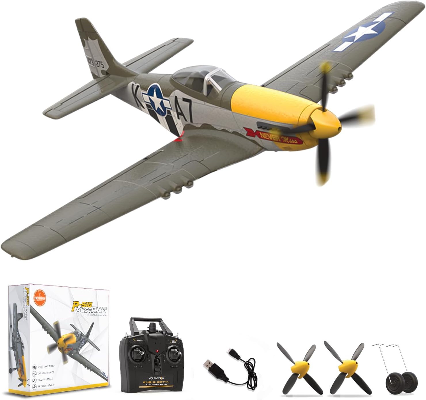 LEAMBE 4 Channel RC Plane, Ready to Fly Aerobatic Aircraft, Easy Control for Beginners, P51 Mustang RC Airplane Best Gift for Adults
