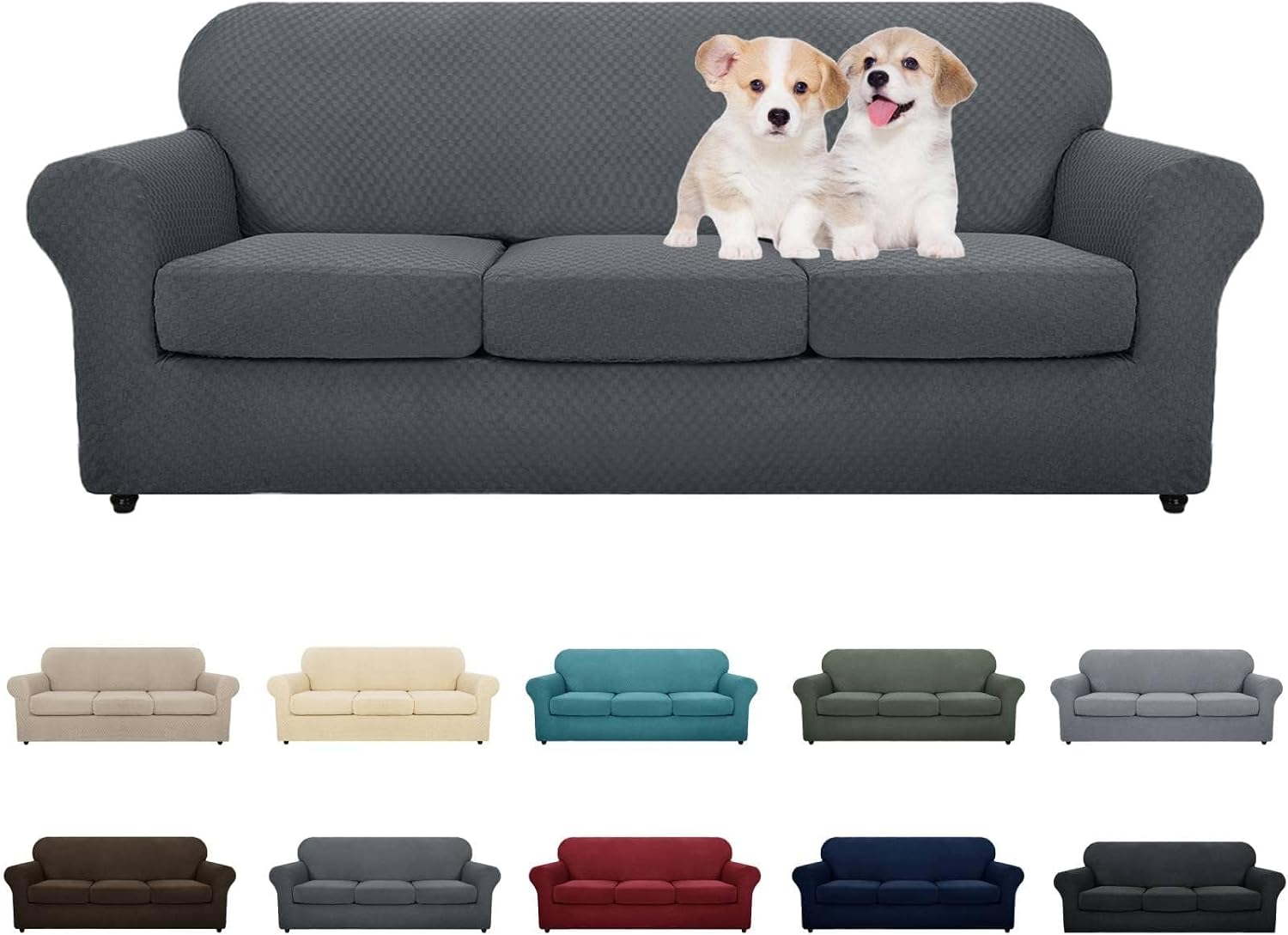 MAXIJIN Latest Recliner Slipcovers for Living Room 4 Pieces Stretch Jacquard Recliner Chair Cover Soft Fitted Recliner Protector with Elastic Bottom