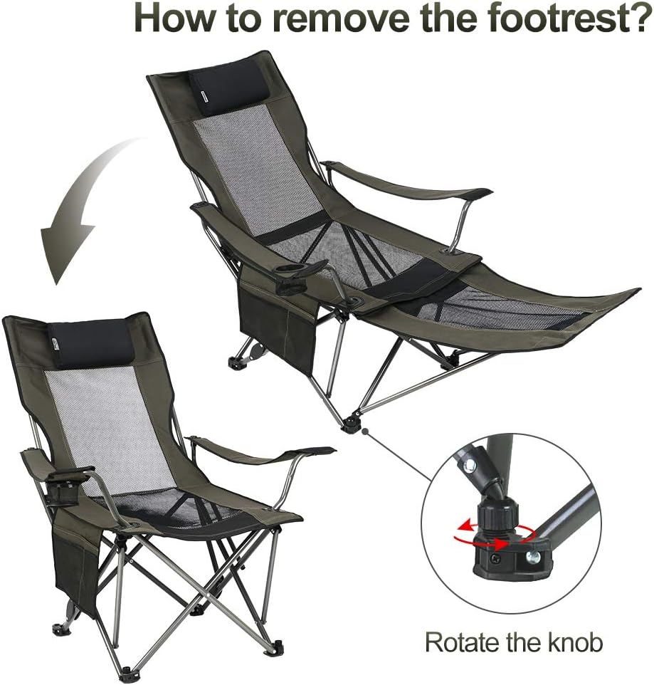 OUTDOOR LIVING SUNTIME Camping Folding Portable Mesh Chair with Removabel Footrest…