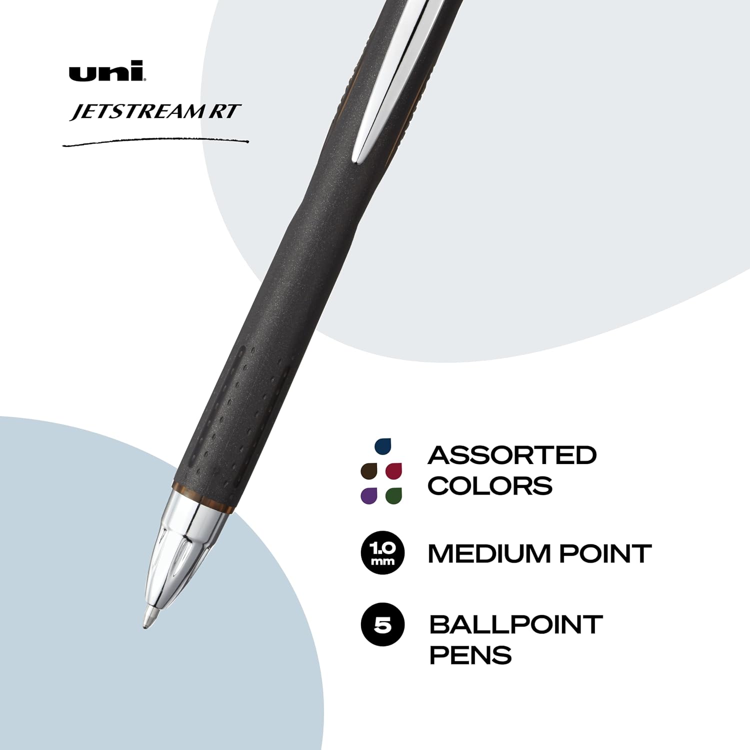uniball™ Jetstream RT Ballpoint Pens, Black, 1.0mm Medium Point, 12 Count