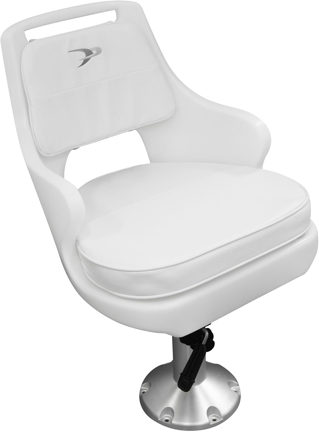 Wise 8WD015-710 Standard Pilot Chair with Cushions, Fixed Height Pedestal and Seat Slide | 28-oz marine vinyl snap-on cushions, 2-7/8 in aluminum post