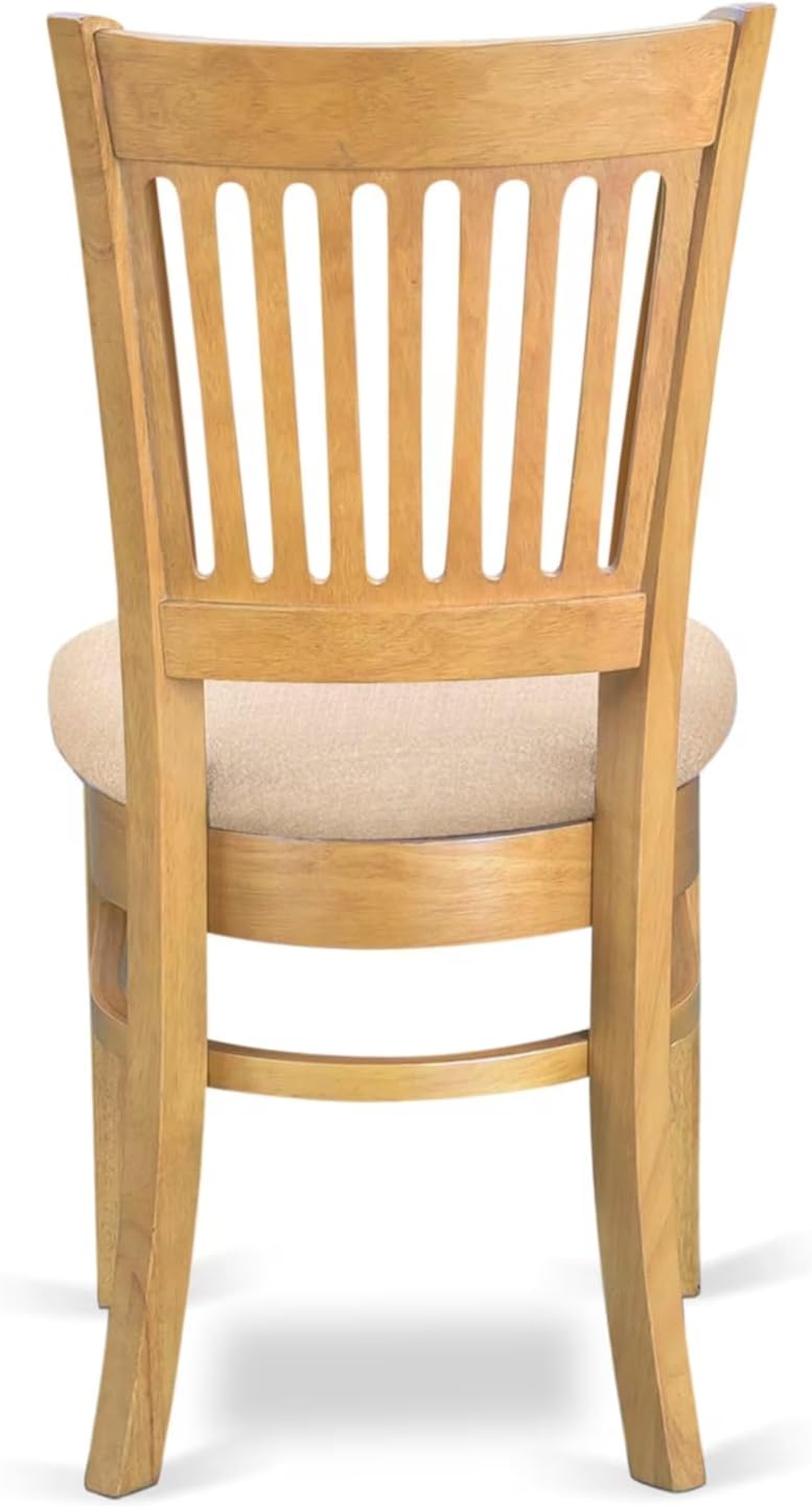 East West Furniture VAC-OAK-C Vancouver Dining Chairs - Linen Fabric Upholstered Wood Chairs, Set of 2, Oak