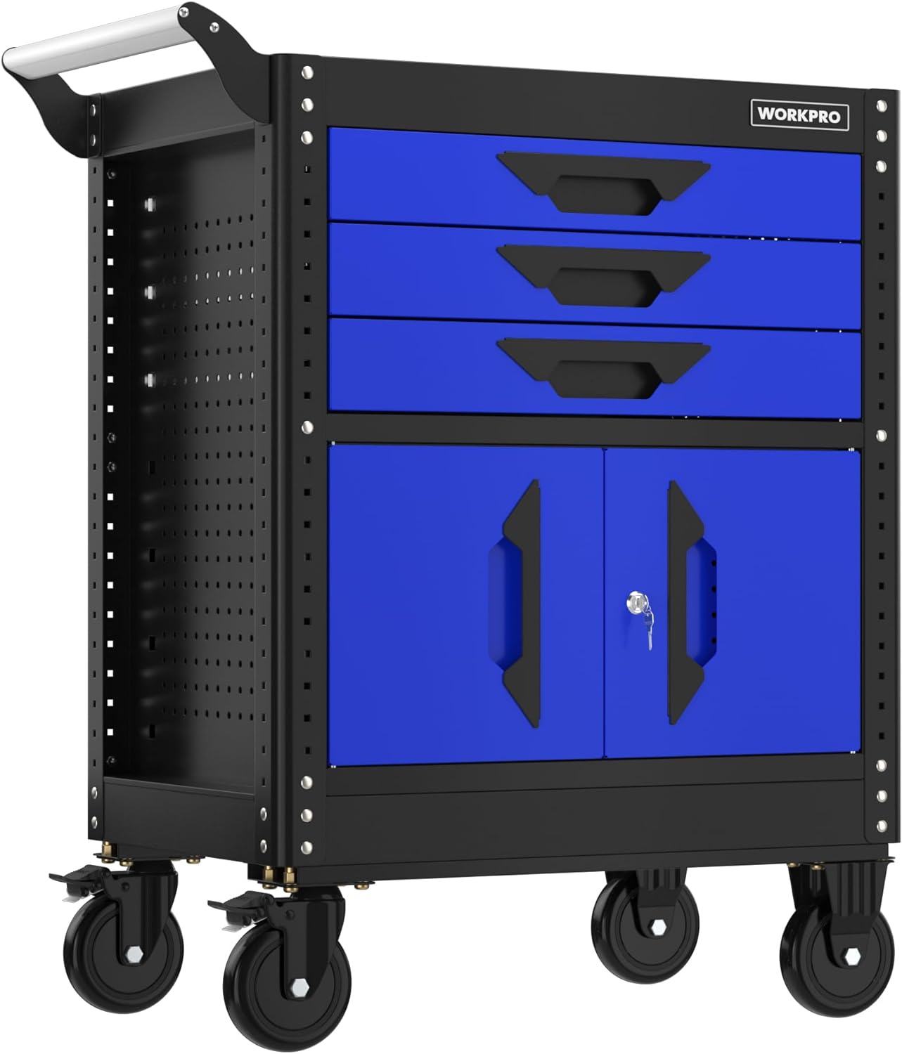 WORKPRO 27.5-Inch Rolling Tool Cabinet, 405 LBS Capacity | Steel Tool Storage Cabinet with PVC Drawer Liners