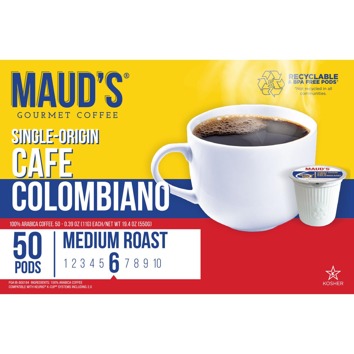 Maud's Family Pack Coffee Pods Variety Pack, 136ct, 12 Assorted Flavors | Medium Roast Flavored Coffee in Single Serve Pods – 100% Arabica Coffee, Compatible with Keurig Coffee Makers
