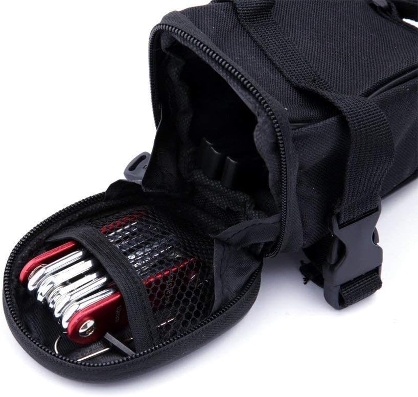 14 in 1 Bike Repair Tool Kit & Bike Saddle Bag | Bike Chain Tool Hex Key Wrench Maintain Accessories Multitool Set, Portable Under Seat Bag for Road Mountain Commuter Bicycle