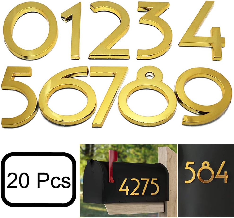 20 Pack Mailbox Numbers 0-9, 2.76 Inch High, Door Address Numbers Stickers for Apartment, House, Room, Office, Cars, Trucks