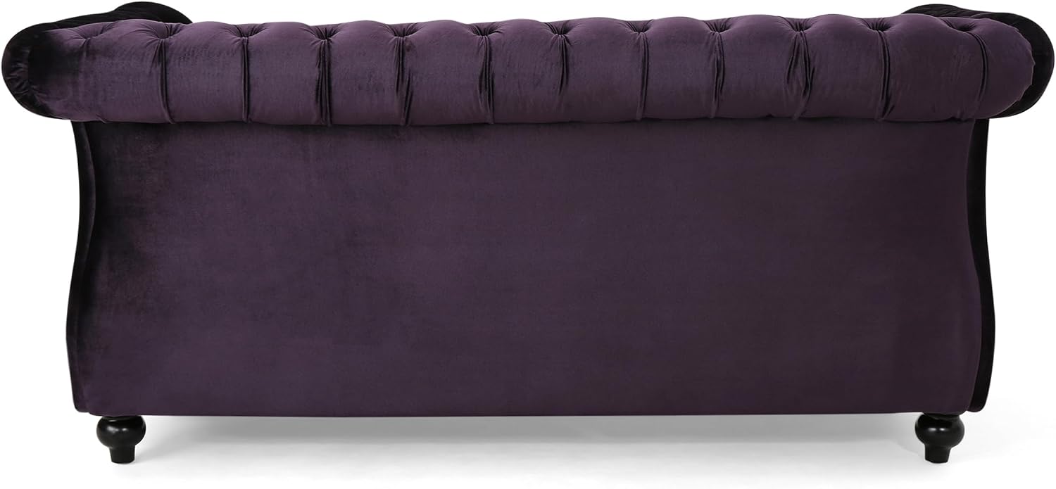 Christopher Knight Home Karen Traditional Chesterfield Loveseat Sofa, BlackBerry and Dark Brown, 61.75 x 33.75 x 27.75