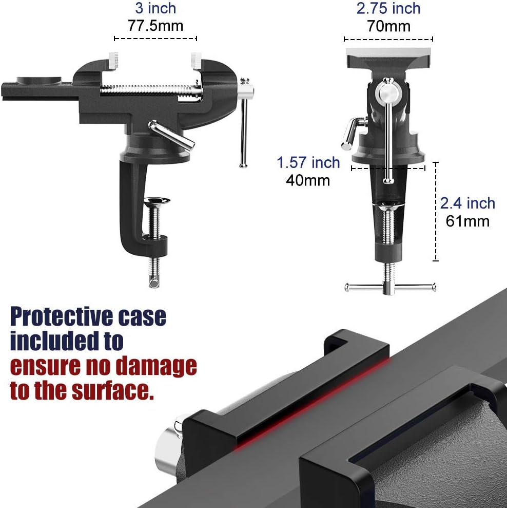 Nuovoware Table Vise 3 Inch, Universal Vise Bench Clamp, Blue