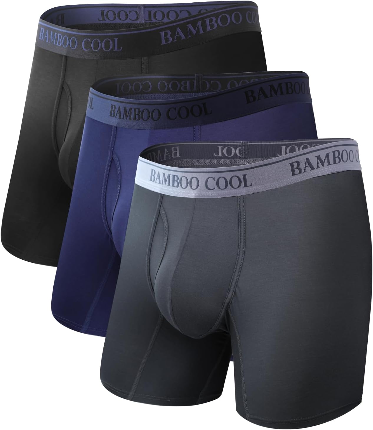 BAMBOO COOL Men's Boxer Briefs Ultra Breathable Underwear Multipack